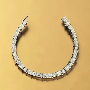 Womens 14k White Gold Emerald Cut E F VVS Lab Grown 11.5 Carat Bracelet Diamond - Product Image 2