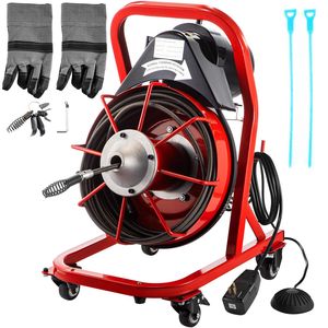 Macchina Elettrica Portatile per la Pulizia degli Scarichi con Fresa a Spirale da 75FT x 3/8 Pollici e Ruote, 250W - Product Image 1