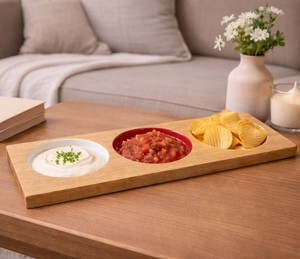 Bandeja de Servicio de Madera de Primera Calidad con Plato Cuadrado Esmaltado en Dos Tonos para Restaurantes, Servicios de Catering, Hoteles y Desayunos - Product Image 2