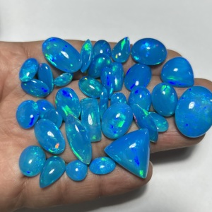 Ethiopian Hasnain Gems Pryba Color Natural <b>Blue</b> <b>Opal</b> Multi Fire Cabochon Mixed Shape Loose Gemstone Model #Opl906M for <b>Ring</b> - Product Image 3