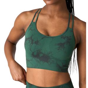 Custom Wholesale Women <b>Tie</b> Dye Sports Bra Seamless Strappy <b>Back</b> Breathable Yoga Fitness Gym Workout Activewear - Product Image 3