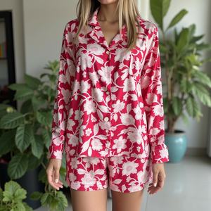 Serenade of Velvet Whispers y Ethereal Craftsmanship Camisa de manga larga con pantalones cortos elásticos - Product Image 6