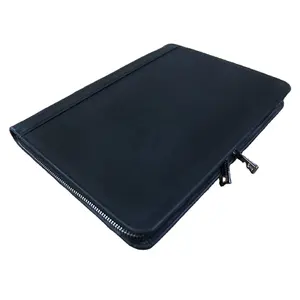 Leather Portfolio, Zip Closure Leather Notepad Document Holder with phone holder business Organizer Folder For Travel Case