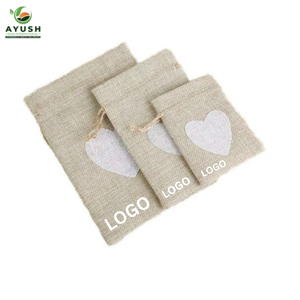 Sac en toile de jute personnalisé avec cordon de serrage, tissage uni, pochette cadeau en toile de jute pour le stockage de plantes et d'herbes - Product Image 2