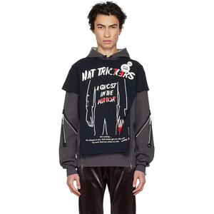 OEM <b>Men's</b> Stylish Streetwear Regular Fit Vintage <b>Pullover</b> Hoodie Ripped Distressed Frayed Printed Rhinestone Eco-Friendly Fleece - Product Image 3
