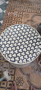 Mesa consola con incrustaciones de hueso hechas a mano y taburetes resina estilo Ángel espacios sofisticados mesita de noche al por mayor - Product Image 3