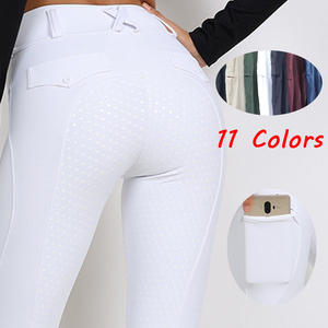 Pantalons d'équitation taille haute pour femmes, couleur unie, coupe slim, avec poche pour téléphone, 11 couleurs - Product Image 1