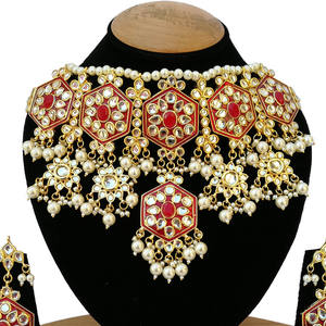 Ensemble collier ras-du-cou et boucles d'oreilles tendance pour femme, en alliage de laiton, fait main, géométrique, ethnique, pour mariage, fiançailles, fête - Product Image 2
