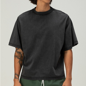Camiseta Ultra Pesada con Logo Personalizado, 285g, 100% Algodón, para Hombre, Lavado Ácido, Corte Holgado, Cuello con Tachuelas, Estilo Urbano - Product Image 1