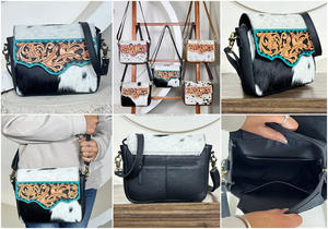 Latest Designer Hand Tooled Cowhide Leather Crossbody <b>Bag</b> Floral Tooling Women Shoulder Purse Personalized Gift for Women's - Product Image 3