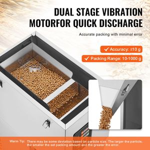 Dosatrice Automatica per Particelle 0.022 2.2 Lbs/10 1000g con Tramoggia di Pesatura in Acciaio Inossidabile e Pedale per Confezionamento Lattine - Product Image 3