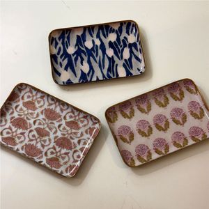 Bandeja de Servir Rectangular de Metal Esmaltado Hecha a Mano, con Borde Dorado Decorativo, Apta para Alimentos, para Café, Té, Decoración del Hogar, Hotel o Restaurante - Product Image 3