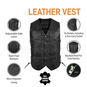 Nouvelle arrivée de gilet de moto en cuir pour hommes gilet de moto en cuir pour hommes confortable matériel durable - Product Image 2