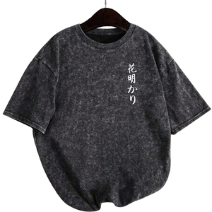 เสื้อยืดโอเวอร์ไซส์สไตล์วินเทจลายกราฟิก คอกลม แขนสั้น สตรีทแวร์ พิมพ์ลายดอกซากุระด้านหลัง ลำลอง ผ้าฝ้าย 100% - Product Image 1