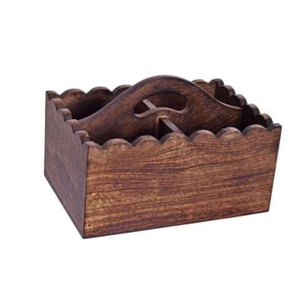 Solid Wood Storage Box for Office Stationery Portable Dining Room Countertop Tableware Picnic Tableware Cutlery Holder - Product Image 2