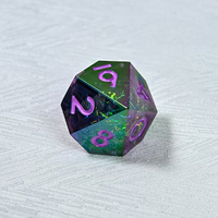 Ensemble de dés DND en résine verte écologique, fait main, dégradé, 7 pièces, polyédriques, à bords vifs, pour jeux de rôle Dungeons & Dragons