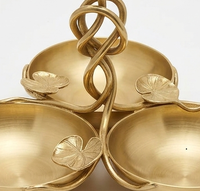 Support à noix en forme de lotus doré, nouveau style chinois, assiette à collation en métal