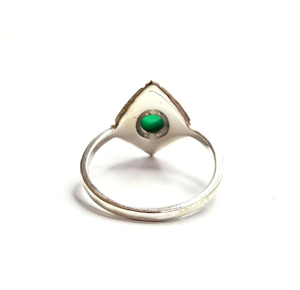 925 Sterling <b>Silver</b> Green Onyx <b>Ring</b> Vintage Geometric Shape Boho Gemstone <b>Statement</b> <b>Ring</b> Men & Women - Product Image 3