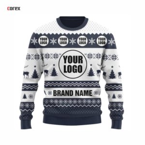 Suéter Navideño Corex con Logotipo Personalizado, Cuello Redondo, Tejido en Color Azul Marino, Impresión por Sublimación, Nombre del Equipo, Transpirable, para Hombre - Product Image 2