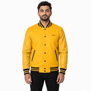 Veste universitaire personnalisée, tissu en laine de haute qualité, manches contrastées, fermeture à boutons pression, détails en tricot côtelé, coupe confortable, tendance - Product Image 1