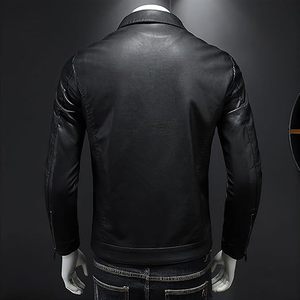 Chaqueta de Motocicleta para Hombre, Hecha a Mano, de Cuero Genuino Ecológico, con Cuello Alto, Cierre de Cremallera con Logotipo Frontal, 140g, Diseño Personalizado OEM - Product Image 3