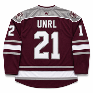Ice Hockey Jersey Black Cherry & Chrome <b>Silver</b> Pro Weight Air Knit Polyester Lace Up Hockey Jersey Breathable Team Uniform - Product Image 6