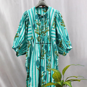 Beautiful floral Cotton Block Printed dress Dress For Casual wear Hand Block Printed Dress - Product Image 2