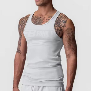 New Men's High Quality Vests-High Street Style Front <b>Logo</b> Tie-Dye Finish Quick Dry Breathable Knitted 100% Cotton Casual - Product Image 2