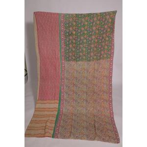 Colcha Kantha de Algodón Estampado Vintage, Reversible, Hecha a Mano, Manta Decorativa Gudri para el Hogar - Product Image 2