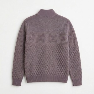 Chaqueta de punto con cremallera completa para hombre, estilo casual, con cuello alto y rayas geométricas, para otoño/invierno, venta al por mayor - Product Image 2