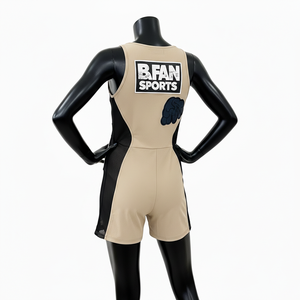 Traje de Baño para Mujer, Tela Elástica de Nailon y Spandex GSM, Beige y Negro, Panel Lateral con Apliques, Transferencia Térmica, Logotipo Personalizado - Product Image 5