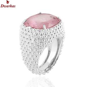 Handmade elegant hottest <b>rings</b> 925 sterling silver Doublet pink tourmaline quartz gemstone texture <b>ring</b> ready stock wholesale - Product Image 3