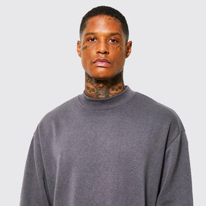 Sweat-shirt à col rond pour homme, mélange polyester/coton, polaire floqué, broderie personnalisée, logo sur le devant, respirant, hiver, OEM - Product Image 3