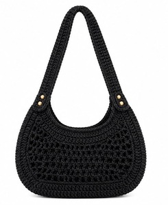 Sac à bandoulière bohème en crochet, design ajouré, sac de plage d'été, sac à main pour femme, usage quotidien, couleur beige, en coton, pour le shopping - Product Image 2