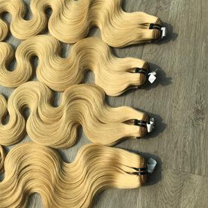 Precio de fábrica 100% Virgen Extensiones de cabello vietnamita de lujo Onda profunda Color Rubio Premium Raw Cabello vietnamita Color personalizado - Product Image 3