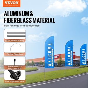 Kit 2 Pezzi Asta Bandiera a Piuma da 3,85 m con Picchetto a Terra per Esterni, Insegne Pubblicitarie Aziendali, Bandiere Promozionali, Striscioni - Product Image 2