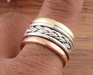 Anillo de Plata de Ley 925 con Engaste de Bisel para Sanación, Meditación y Alivio de la Ansiedad, Joyería Boho para Fiestas, Unisex, Venta al por Mayor - Product Image 4