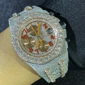 Relojes Clásicos Unisex Hechos a Mano con Diamantes Moissanite VVS1, Correa de Acero Inoxidable, Esfera Analógica Mecánica - Product Image 6