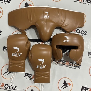 New Fly Customized <b>White</b> Boxing Sparring <b>Set</b> High Quality Protection Gear Boxing Gloves Headgear Groin Guard Training Hand Grips - Product Image 5