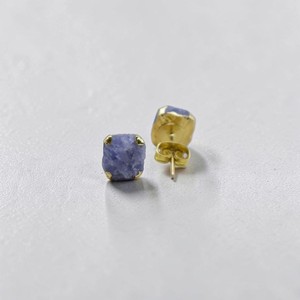 Pendientes de tuerca de tanzanita azul certificados por terceros al por mayor para mujer, chapados en oro de 14K, con gema de piedra natural en bruto, minimalistas, de primavera - Product Image 3