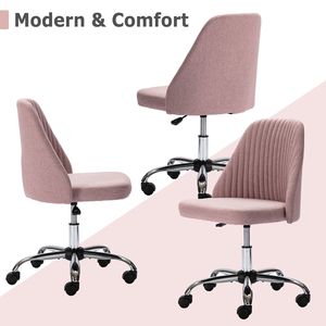 Vanity <b>Chair</b> Armless Swivel <b>Desk</b> <b>Chair</b> with Wheels Adjustable Fabric <b>Makeup</b> <b>Chair</b> Comfortable Home Office Task Computer <b>Chair</b> - Product Image 3