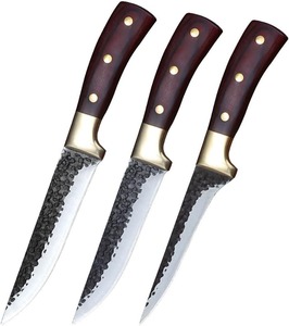 Meat Cleaver, 3Pcs Profesional Kitchen <b>Knives</b> <b>Set</b> Hand Forged <b>Sharp</b> Butcher Boning Viking <b>Knife</b> Chef Meat Cleaver with Leather - Product Image 5