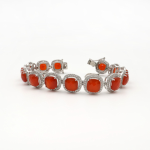 925 Sterling Silver Natural <b>Red</b> Onyx <b>Bracelet</b> Rhodium Plated OEM ODM Fine Jewelry - Product Image 4