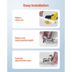 Confezione da 10 valvole di intercettazione angolare a compressione da 1/2 pollice PTC x 3/8 pollici OD, a 1/4 di giro, in ottone cromato, con attacco a pressione per acqua, OEM PTFE - Product Image 5