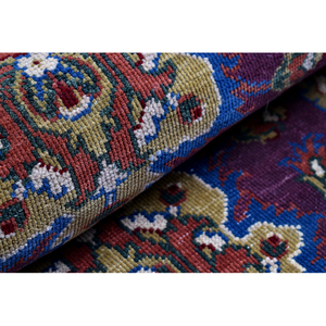 Tapis persan traditionnel noué à la main en laine, motif floral bordeaux, à poils ras, accent vert, tapis de luxe pour salon - Product Image 3