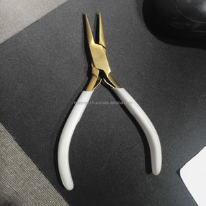 Custom Logo Jewelry Making <b>White</b> Handle Stainless Steel Gold Chain Nose Pliers - Product Image 4