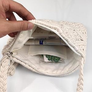 Bolso de Mano de Macramé de Algodón Hecho a Mano para Mujer, Bolso de Hombro Tejido, Diseño Calado, Bolso de Playa, Elegante Bolso de Compras Blanco - Product Image 3