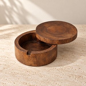 Umweltfreundlicher Tragbarer Runder Holz-Aschenbecher Klassisches Design für Auto-Nutzung Geschenk für Raucher - Product Image 4