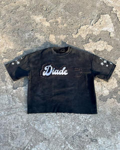 T-shirts personnalisés imprimés de haute qualité, coupe ample, style crop top, en coton, avec strass, surdimensionnés, en tissu épais, pour hommes - Product Image 6