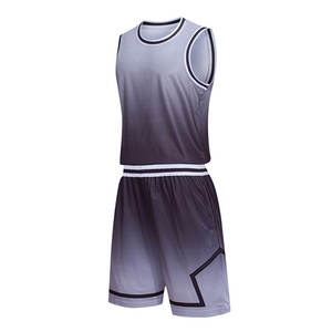 Ensemble de maillot de basket unisexe dégradé, débardeur sans manches et short, anti-humidité, respirant, 100 % polyester, transfert thermique - Product Image 2